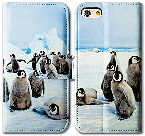 Bcov Case for iPhone SE 3rd Gen/iPhone 8 Case/iPhone 7, Cute Playing Penguin Leather Flip Wallet Case Cover with Card Slot Holder Kickstand For iPhone 8/7/iPhone SE 2022 2020