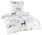 BaSaTex Warme Winter Bettwäsche 2tlg 155x220 + 80x80 cm Microfaser Flausch Fleece, Thermofleece Rentier Weiss Grau