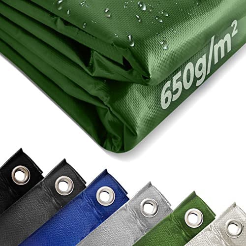 Jago® Lona Impermeable Exterior - 5x8 m, Ojales, Resistente a Altas Temperaturas y Rayos UV, PVC, Poliéster, Verde - Cubre Piscina, Suelo Camping, Remolque, Caravana, Toldo, Tapar Leña, Multiuso