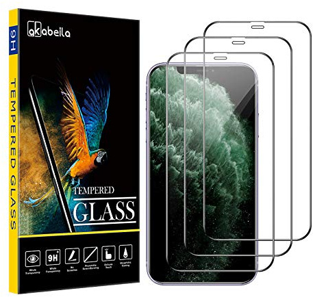 AKABEILA Kompatibel für iPhone 11 Pro Max, iPhone XS Max Schutzfolie Bildschirmschutz [3 Stück] HD Displayschutzfolie Anti-Bläschen [9H Härte], Schwarz