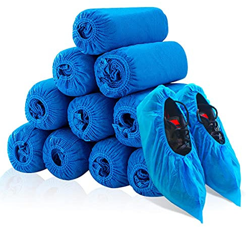 Cubrezapatos Desechables, 100 Piezas Cubrezapatos Desechables Tela 400g Cubre Pies Desechable, Overshoes Desechables para Calzado de Interior/Exterior, Antideslizante, Anti-Barro,Reciclable