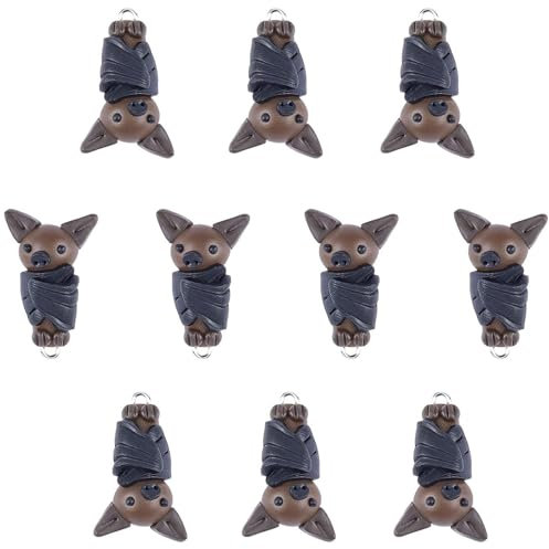 CHGCRAFT 10 Stück Clay Cabochon Fledermaus Anhänger Charms Armband DIY Schmuck Herstellung Handwerk für Halskette Armband Ohrringe Schlüsselbund