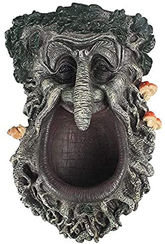Gartendeko für Draußen - Große Baumgesicht Vogelfutterstation inklusive Baumumarmer und Halloween-Skulptur