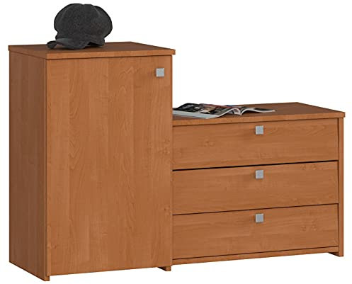 AKORD | Armadio 2 in 1 + Organize Scarpiera Portascarpe in legno | Grande Capacità di Stoccaggio Salva-Spazio per il Corridoio | Moderne | 98,4 x 68/43 x 33 cm | Peso 29 kg | Ontano