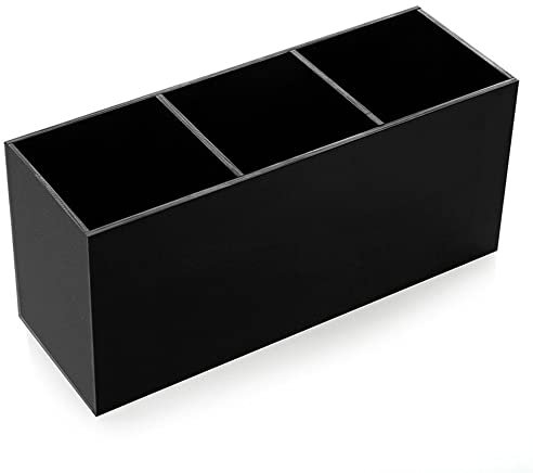 Witeygai Makeup Brush Holder - Black Storage Organiser with 3 Slots for Cosmetic Brushes, Eyeliners & More