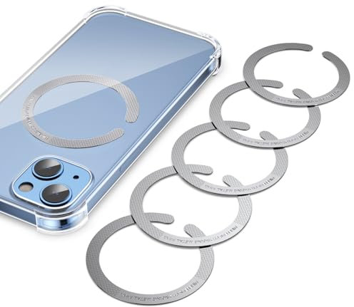 volport 6 Pack Adhesive Metal Ring for MagSafe Phone Case Cover, Slim Round Sticker Metallic Plates for iPhone 16 15 14 13 12 Pro Max Plus Mini Magnetic Wireless Charger Grip Holder Card Wallet