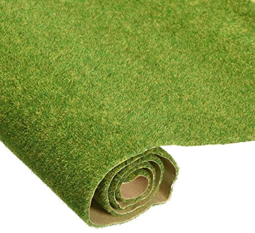 sourcing map Lot de 3 tapis de gazon artificiel 25 cm x 50 cm Jaune vert réaliste Faux gazon pour décoration de jardin