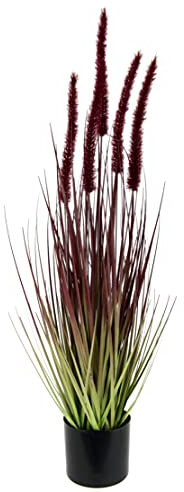 Flair Flower im Topf Gras Kunstpflanze Kunstgras Ziergras Grünpflanzen Grasbüschel Grasbündel Ufergras Grasbusch Solitärgras Herbst Deko Borstenhirse Panicoideae Süßgräser, 021112R, Rot, 65x16x16 cm