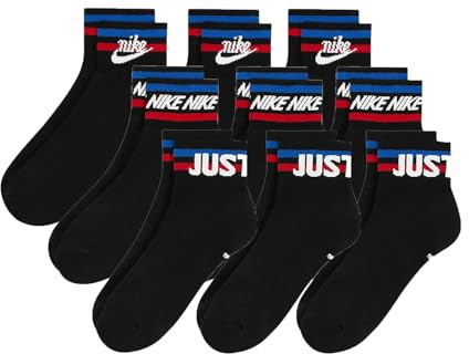 NIKE 9 Paar Everyday Essential Ankle Sneakersocken Socken Quarter Unisex DX5080, Farbe:schwarz/schwarz/schwarz, Socken Neu:38-42