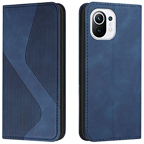 Mo-Somnus Hülle für Xiaomi Mi 11, Magnet PU Leder Flip Wallet Case mit Brieftasche und Kartenfächer (Blau)