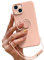 Pepmune Compatible with iPhone 14 Plus Case Liquid Silicone with Ring Holder Kickstand Magnetic Car Mount Detachable Wrist Strap Shockproof Soft Protective Cover-Pink