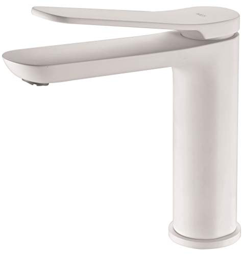 Mice - Grifo monomando de lavabo, Grifería de baño con caño corto Color Blanco Mate BDR031-1BL