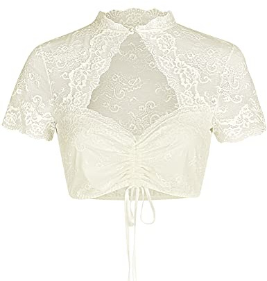 Nina von C. Spitzen Dirndlbluse Selina Stehkragen 16462892 | Champagner