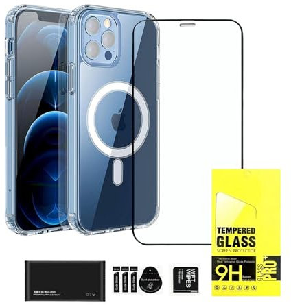 CASEFREAK 2 in 1 Clear Case i12 Pro Max mit Magnetring Mag-Safe Kompatibel Slim Schutzhülle + Displayschutzfolie Anti-Fingerprint für iPhone 12 Pro Max (6,5 Zoll)