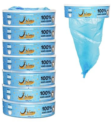 PRIMI – 8 recharges parfumées – compatibles avec mangeoire porcelet porcelet Foppapedretti, AngelCare, LitterLocker I – II et Desing – Recharge capacité jusqu'à 320 couches – Nouvelle couleur Azurro