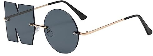 TinaDeer Randlose Sonnenbrille Funky Damen Herren, 1 Stück NO-Form Sonnenbrille Lustige Dekoration Brille, Retro Mode Punk Creative Randlose Sunglasses für Partyurlaub Geburtstags Weihnachtsfeiern