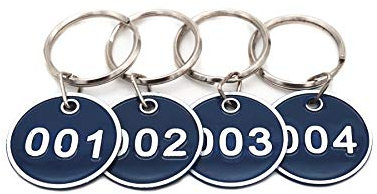 NanTun Aluminum Alloy Metal Key Tag Set, Number ID Tags Key Chain, Numbered Key Rings, 100 Pieces - Blue -1 to 100