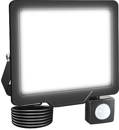 RIGIDON LED Strahler mit Bewegungsmelder 10W 1000LM LED Scheinwerfer Außenstrahler 6000K Kaltweiß IP66 Wasserdicht Fluter Außenleuchte Aussenlampe für Garten Garage Innenhöfe Sportplatz Hof