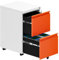YITAHOME Rollcontainer mit Abschließbar 2 Schubladen, Mobiler Aktenschrank mit Rollen für A4, Legal, Letter, Metall Büroschrank für Home-Office, Hängeregistratur, Weiß + Orange, 51 x 39 x 71cm