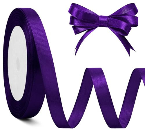 Satinband Lila 10mm, 23 Meters Geschenkband Lila Violett Stoffband Lila Schleife Band Violett Dunkelviolett Schleifenband Hochzeit Stoff Stoffband Für Brautstrauß, Halloween Deko, Geburtstagsdeko