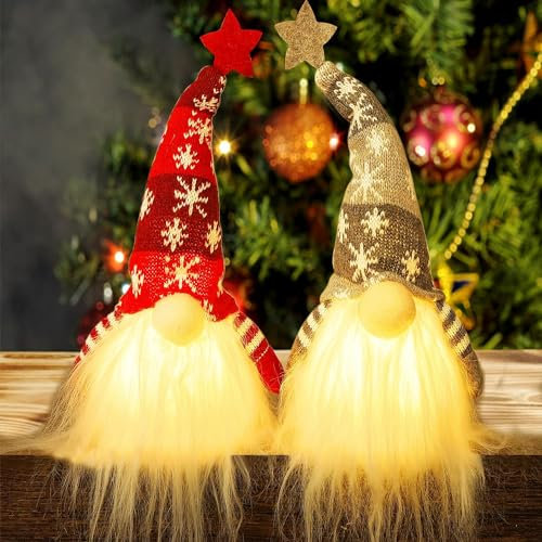 Weihnachtsdeko Wichtel 2 Stück Beleuchteter Weihnachtswichtel Weihnacht deko, Schwedischen Weihnachtsmann, Weihnachtsdeko Amerikanisch Wichtel Set Geschenke für Kinder Familie Weihnachten Freunde (B)
