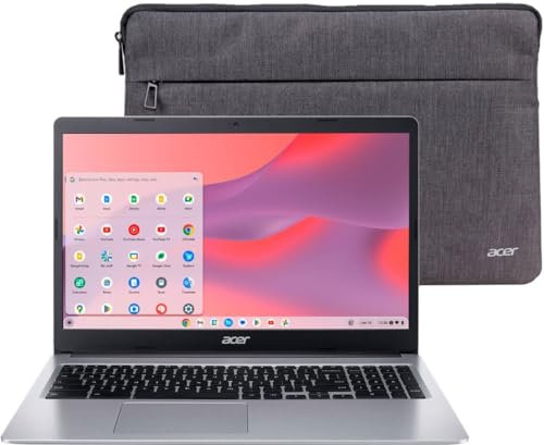 acer Chromebook 315 15.6 HD Ordinateur portable, Intel Celeron N4020, 4 Go de RAM, 64 Go eMMC, Chrome OS + Housse de protection, Argent