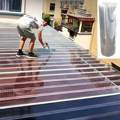 1mm Polycarbonat Dachplatten,Wasserdichte Transparente Gartenhaus Dachplatte,Gewächshaus Ersatz Kunststoffplatten,Uv-beständige Platten,Leicht Zu Biegen Und Zu Schneiden,W×L-0.8×20m(2.6*65.6ft)
