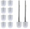 Daloual - 10 x Ersatz WC-Bürstenkopf Weiß Ø ca. 6,5 cm + 2 x Edelstahl-Griff 41,5 cm - Toiletten-Bürste - Klo-Bürste - WC-Besen - austauschbar - modernes Design - hochwertig - langlebig