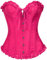 SZIVYSHI Damen Vollbrust Corsage Korsett Top Gothic Vintage Corsagen Bustier Corsette - Helles Rosarot - XS