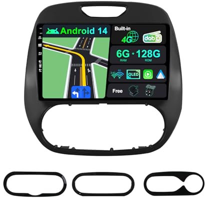 BXLIYER - [INTEGRE 4G Dab] - 6G+128G - Android 15 Autoradio pour Renault Kaptur Captur (2014-2019) - sans Fil Carplay + Android Auto - Caméra + MIC - 2 Din IPS 9 Pouce - Volant 360-CAM Fast-Boot HDMI