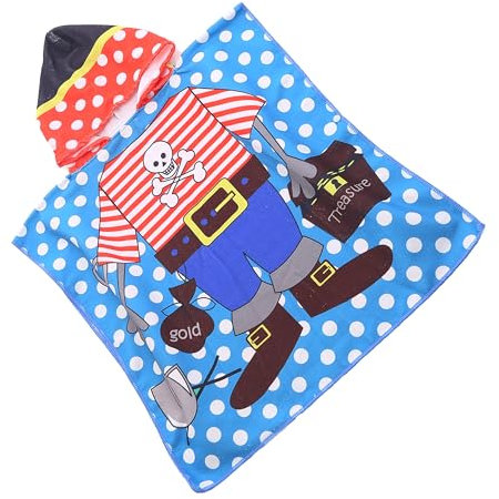 FEBE Badeponcho Kinder Pirat Badetuch Mit Kapuze Bademantel für Kleinkind