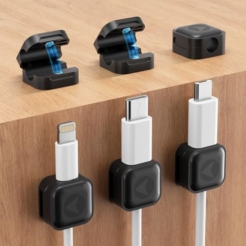 6 Stück Kabelhalter Kabelclips, Verstellbare Kabel Organizer Magnetische Kabelmanagement Selbstklebend Kabelorganizer für Büro, Auto, Nachttisch, Ladekabeln, USB, Schreibtisch Zubehör