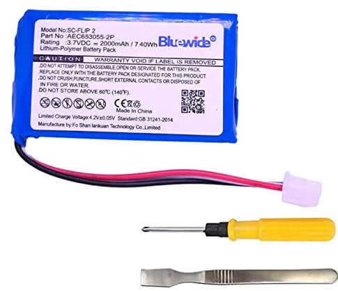 CAESEA 2000 mAh Replacement Battery for JBL Flip 2 (2013), Flip II (2013), Suitable for AEC653055-2P