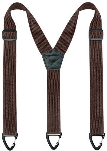 JEMYGINS Herren Outdoor Hosenträger Y-Typ längenverstellbar mit Dreieckige Anti-Rutsch-Schnalle Dunkelbraun