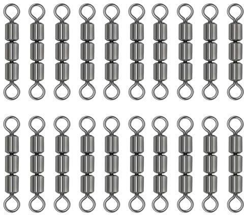 NIYATA 20pcs Wirbel Angeln, 3fach Angelwirbel, Tönnchenwirbel, Angel Wirbel Set, Wirbel Angeln Forelle