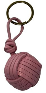 BLUECHOLON Porte-clés Boule Cordon Cuir Porte-clés Homme Femme Tressé Boule Porte-clés Voiture Moto, cuir, grand, rose clair, taille unique