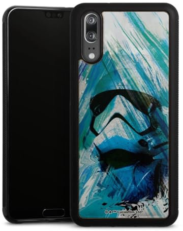 Holz Case kompatibel mit Huawei P20 Walnuss Handyhülle Echtholz Hülle Star Wars bunt Stormtrooper