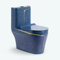 EGO INTERIORS Royalty Line | Einzelstück Boden-WC mit eingebautem Spülkasten | blau-goldene Keramik | randlos | Sitz mit Soft-Close-Absenkautomatik | Schnellverschluss-Scharniere