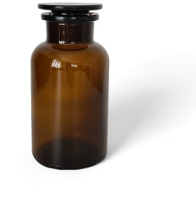 AVALON Amber Brown Glass Apothecary Jar with Ground Glass Stopper - Vintage-Style Storage for Essential Oils, Herbs, and More (Amber, 500ml)