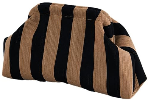 Generisch Dumpling Clutch Geldbörsen für Damen, Gewebte Karierte Handtasche, Sommer Häkel Geldbörse, Schicke Modische Abendtasche