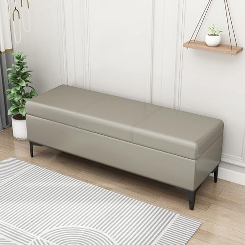 Faux Leather Storage Ottoman Bench Extra Long Upholstered Bedroom Bench With Storage Space For Entryway Rectangular Coffee Tables Toy Box Organizer Support 300 Lbs Faux Leather Ottoman With Storage(Gr