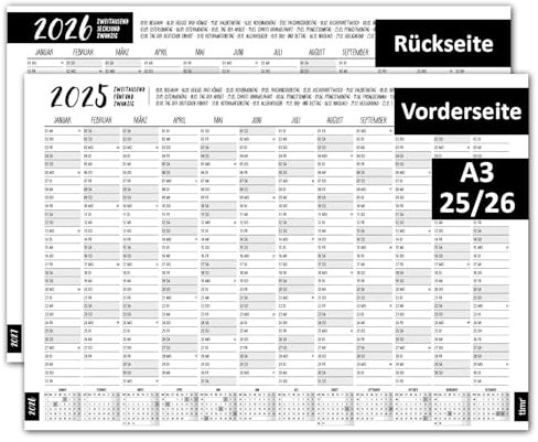 Timr Wandkalender 2025 inkl. 2026 Motiv Typo - DIN A3 Kalender 12 Monate I beidseitig I tr294