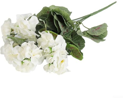 Künstliche Geranien, Blumen, Geranie, für Buschblumen, künstliche Flora, Heimdekoration, Zubehör, künstliche Pflanzen (weiß)