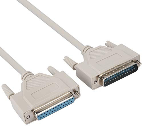 Vvikizy Cable Serie DB25, Cable de Extensión de 25 Pines Línea de Datos de Impresora Aislamiento de HDPE Macho a Hembra para RS232, 485, 422, Impresora, Máquina POS, Caja Registradora,