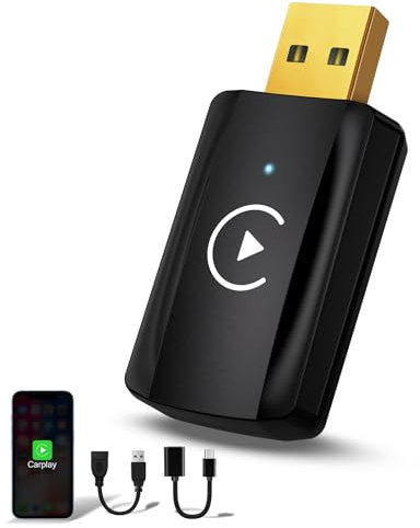CarPlay Wireless Adapter U2C-AIR 3.0, Nur für Autos mit CarPlay & iOS 10+ i Phone, Nicht kompatibel mit Android Auto, Wandelt Wired CarPlay in Wireless CarPlay, 5GHz WiFi, USB C/A, Schwarz