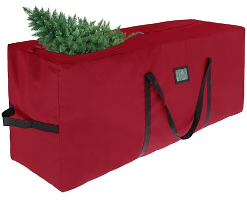 Christmas Tree Storage Bag Fits up to 9 ft Artificial Trees, 600D Oxford Cloth Heavy-Duty Xmas Tree Bag, Durable Reinforced Handles & Zipper Large Storage Container for Trees and Decorations Red