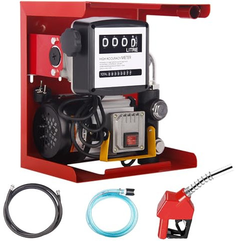 Bomba Gasoil, Bomba Aceite Trasvase Gasoil 220-230V 550 W Bomba Aceite Autocebante, Estaciones Reabastecimiento Móvil de 60L/min, Con Manguerasy Pistola de Dispensación, Para Coches, Camiones Cisterna