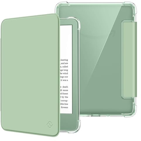 FINTIE Slim Case for 6 Kindle (11th Generation-2024/2022 Release), Ultra Clear Soft Flexible TPU Back Cover Light Shell with Auto Wake/Sleep for Kindle 2024/2022 11th Gen, Agave Green