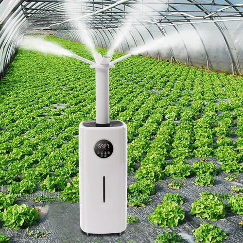 TAUIANE Umidificatore Industriale Commerciale, Umidificatori da 21L, 3 modalità di Spruzzo, Ugelli di Nebulizzazione A 360°,Ruote Universali, per Supermercato Pianta Grande Serra,Touch Type,21L