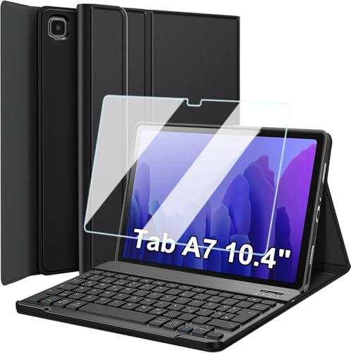Wineecy Tastatur Hülle mit Schutzfolie für Samsung Galaxy Tab A7 10.4 Zoll 2022/2020 (SM-T500/T505/T507) Tablet, Slim Schutzhülle mit Magnetisch Abnehmbare Kabellose Deutsches QWERTZ Tastatur